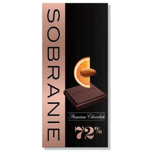 Шоколад SOBRANIE горький с апельсином и орехами 72% какао