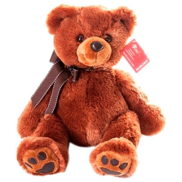 Мягкая игрушка Aurora Медведь тёмно-коричневый с коричневым бантиком 50 см