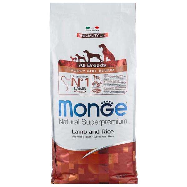 Корм для щенков Monge Speciality line для здоровья кожи и шерсти, для здоровья костей и суставов, ягненок с рисом, с картофелем
