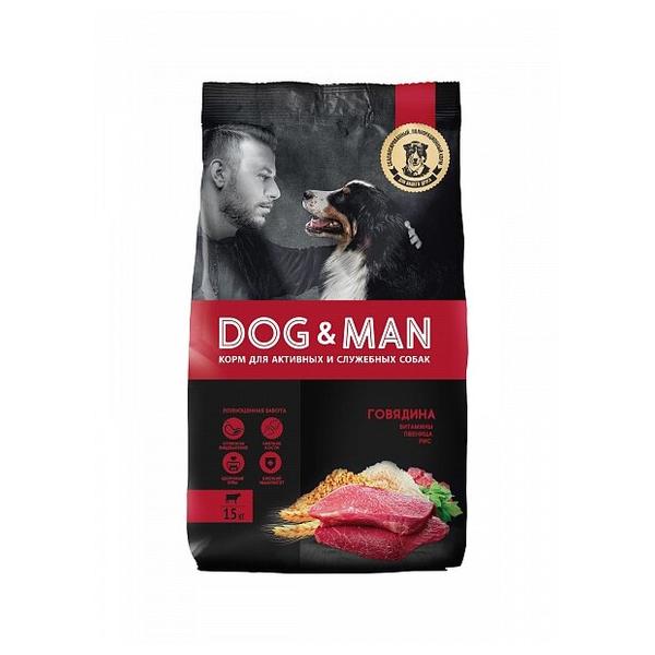 Корм для собак Dog & Man для активных животных, говядина 15 кг