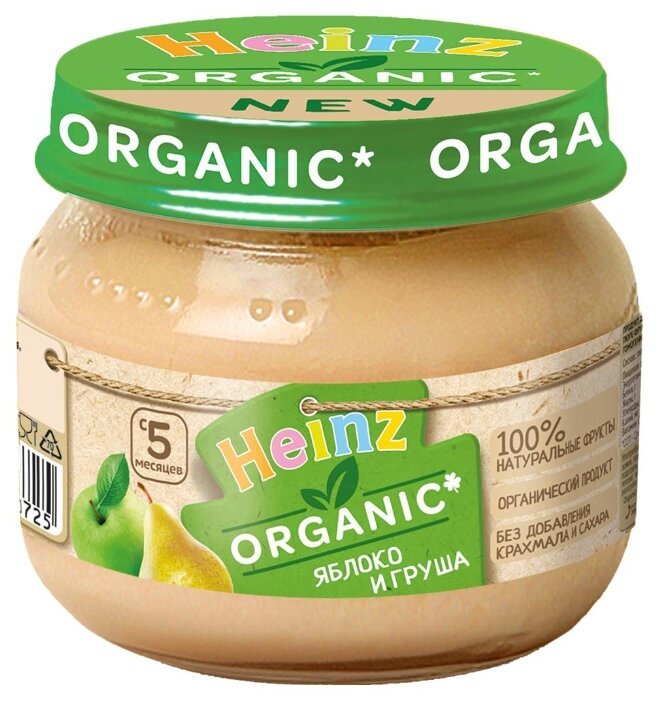Heinz яблоко и груша Organic (c5 месяцев) 80 г, 1 шт.