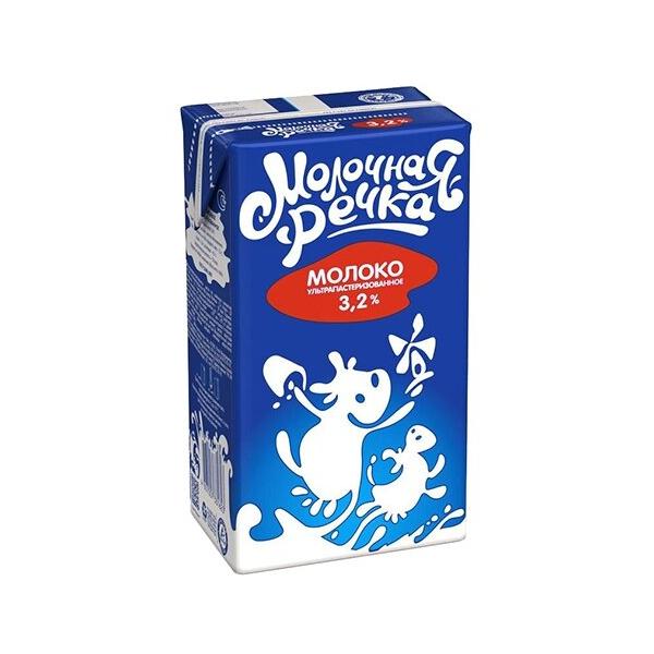 Молоко Молочная речка ультрапастеризованное 3.2%, 0.973 л
