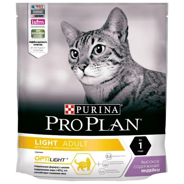 Корм для кошек Pro Plan Light для здоровья кожи и шерсти, с индейкой