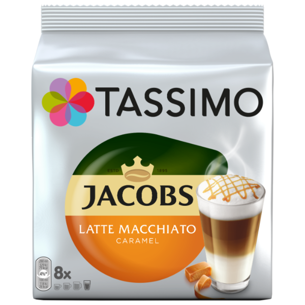 Кофе в капсулах с жидким молоком Tassimo Jacobs Latte Macchiato Caramel (8 капс.)