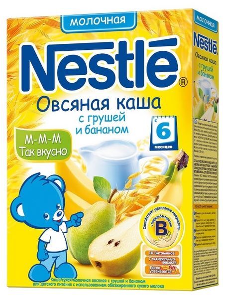 Nestlé Молочная овсяная с грушей и бананом (с 6 месяцев) 250 г