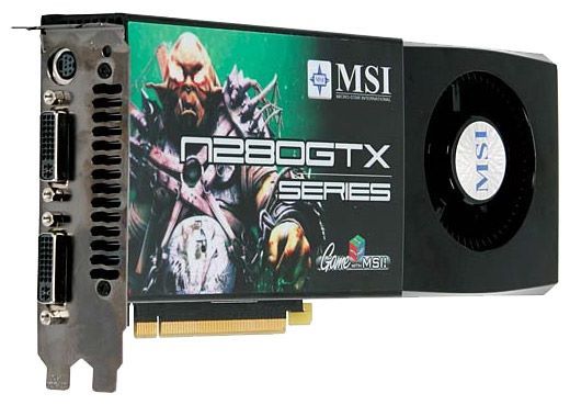 MSI GeForce GTX 280 650Mhz PCI-E 2.0 1024Mb 2300Mhz 512 bit 2xDVI TV HDCP YPrPb
