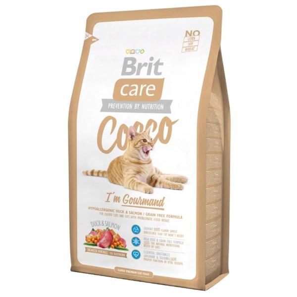 Корм для кошек Brit Care Cocco беззерновой, при чувствительном пищеварении, с лососем, с уткой
