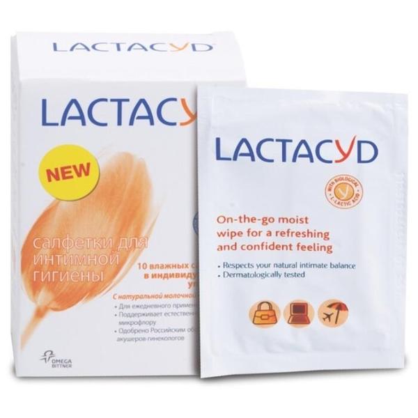 Lactacyd Влажные салфетки для интимной гигиены, 10 шт