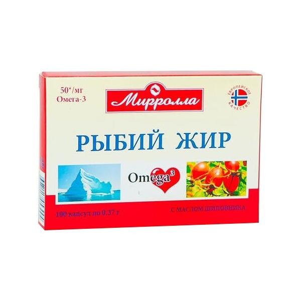 Рыбий жир с маслом шиповника капс. 370 мг №100
