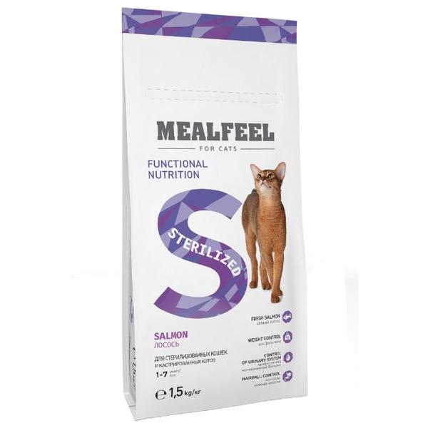 Корм для кошек MEALFEEL Sterilized с лососем для стерилизованных кошек и кастрированных котов сухой