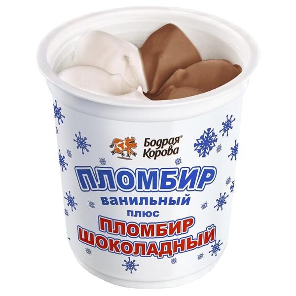 Мороженое Бодрая Корова пломбир ванильный и шоколадный 90 г