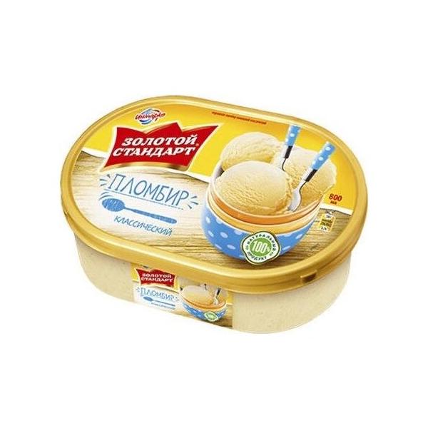 Мороженое Золотой стандарт пломбир Золотой Стандарт классический ванильный 475 г
