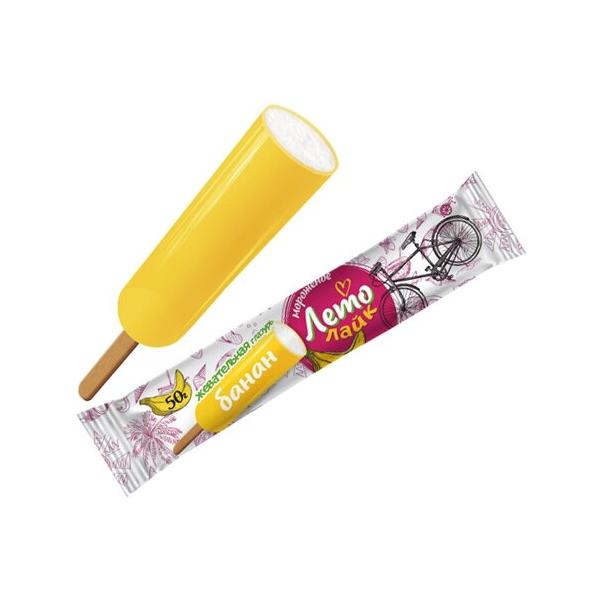 Мороженое ЛЕТОЛАЙК сливочное ванильное в глазури с ароматом банана, 50 г