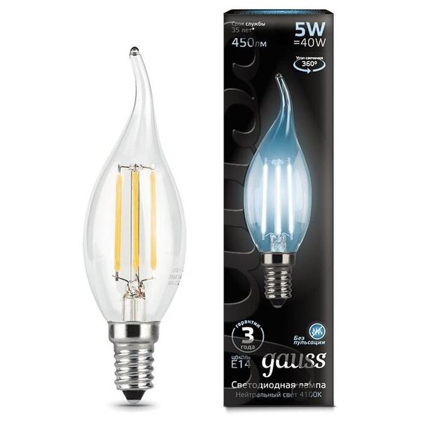Лампа светодиодная gauss 104801205, E14, CA35, 5Вт