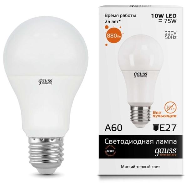 Лампа светодиодная gauss 23210, E27, A60, 10Вт