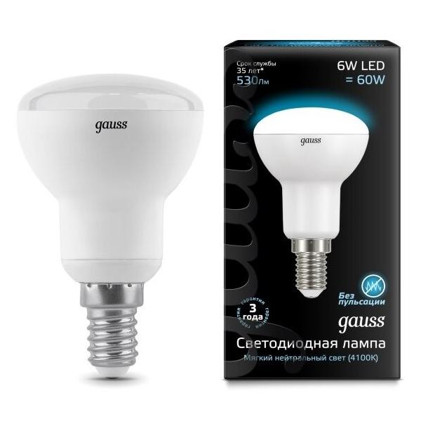 Лампа светодиодная gauss 106001206, E14, R50, 6Вт
