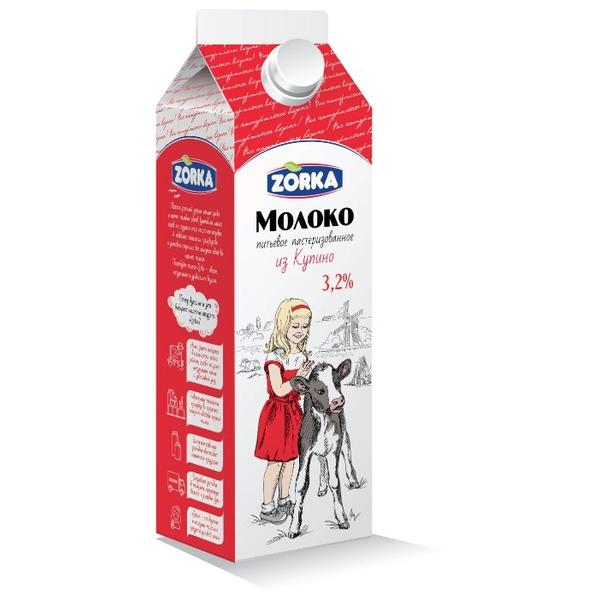 Молоко ZORKA пастеризованное 3.2%, 0.9 л