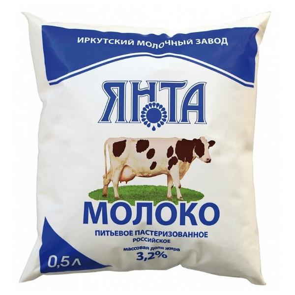 Молоко ЯНТА Российское пастеризованное 3.2%, 0.5 л