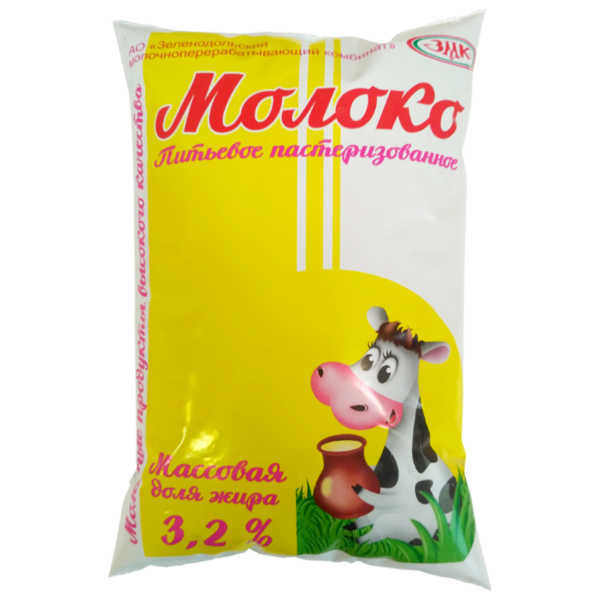 Молоко ЗМК пастеризованное 3.2%, 0.8 кг