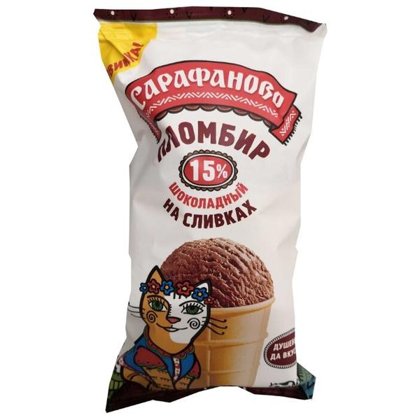 Мороженое Сарафаново Пломбир шоколадный в вафельном стаканчике, 90 г
