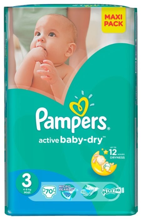 Pampers подгузники Active Baby-Dry 3 (4-9 кг) 70 шт.