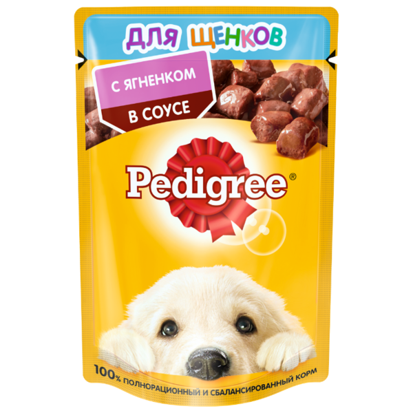 Корм для щенков Pedigree для здоровья кожи и шерсти, для здоровья костей и суставов, ягненок