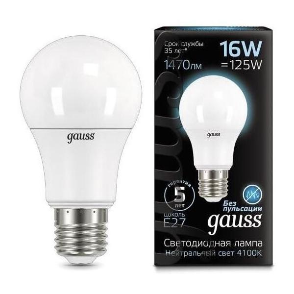 Лампа светодиодная gauss 102502216, E27, A60, 16Вт