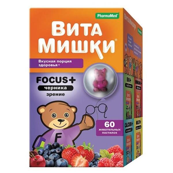 ВитаМишки Focus + черника паст. жев. №60