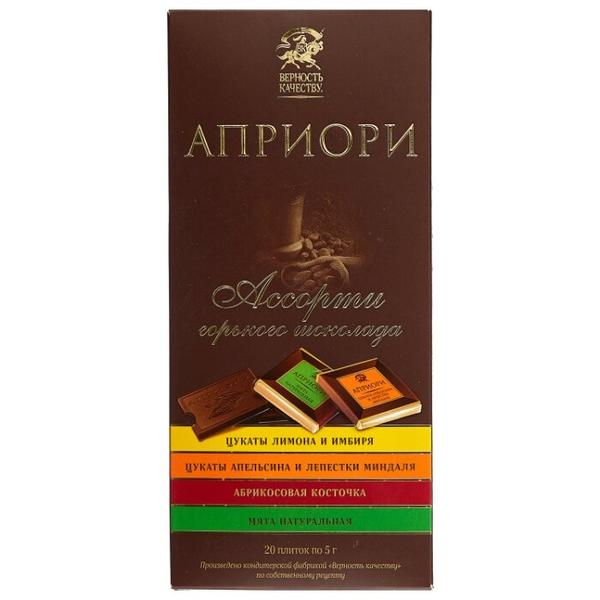 Шоколад Априори Ассорти горький с цукатами и орехами порционный