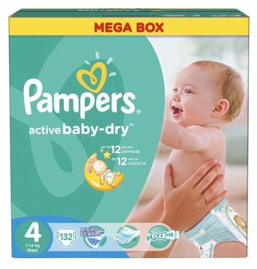 Pampers подгузники Active Baby-Dry 4 (7-14 кг) 132 шт.