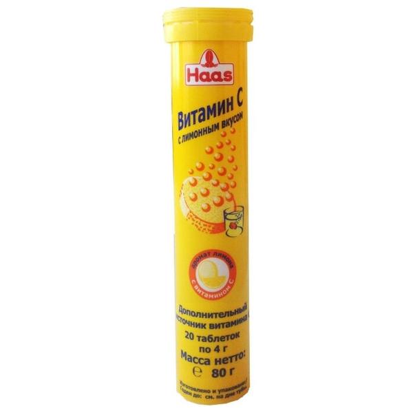 Haas Витамин С с лимонным вкусом таб. шип. №20