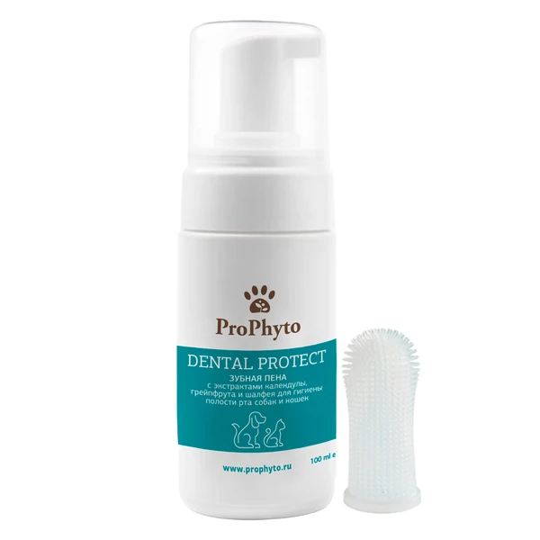 Зубная пена ProPhyto DENTAL PROTECT с экстрактами календулы, грейпфрута и шалфея для гигиены зубов собак и кошек