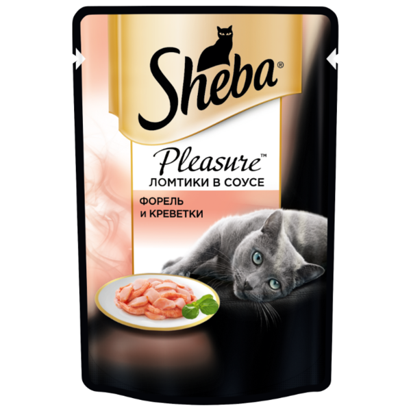 Корм для кошек Sheba Pleasure с форелью, с креветками 85 г (кусочки в соусе)