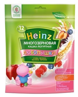 Heinz Любопышки молочная многозерновая йогуртная слива, яблоко, малина, черника (с 12 месяцев) 200 г