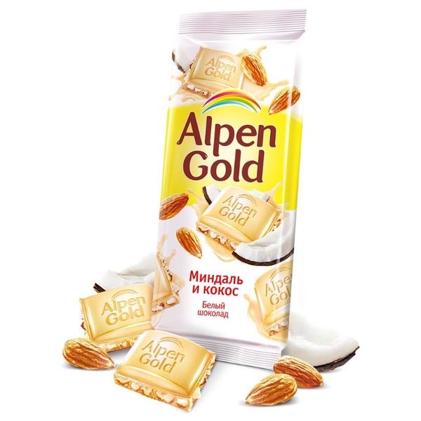 Шоколад Alpen Gold "Миндаль и кокос" белый с миндалём и кокосовой стружкой