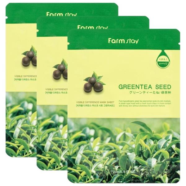 Farmstay Тканевая маска Visible Difference Mask Sheet Green Tea Seed с натуральным экстрактом семян зеленого чая