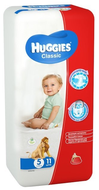 Huggies подгузники Classic 5 (11-25 кг) 11 шт.