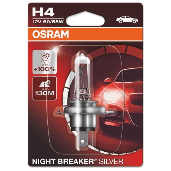 Лампа автомобильная галогенная Osram NIGHT BREAKER SILVER H4 64193NBS 12V 60/55W 1 шт.
