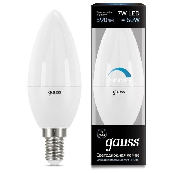 Лампа светодиодная gauss 103101207-D, E14, C38, 7Вт