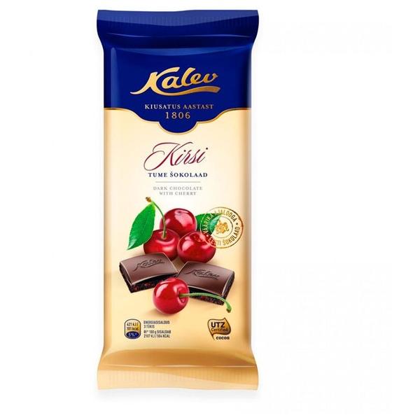 Шоколад Kalev темный с кусочками вишни