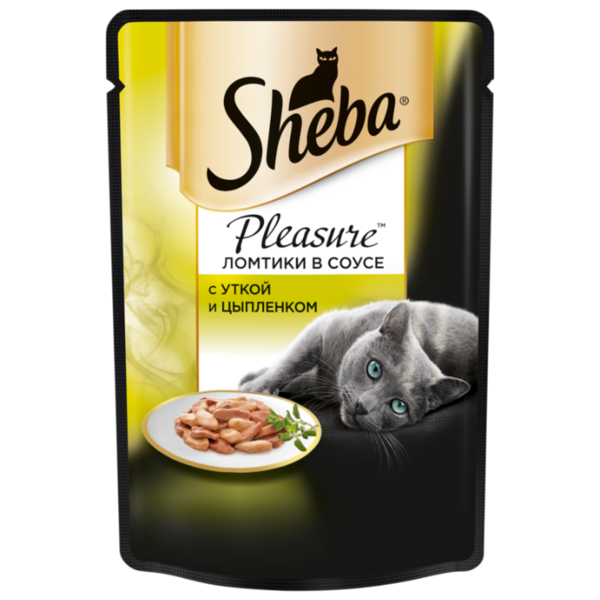Корм для кошек Sheba Pleasure с курицей, с уткой 85 г (кусочки в соусе)