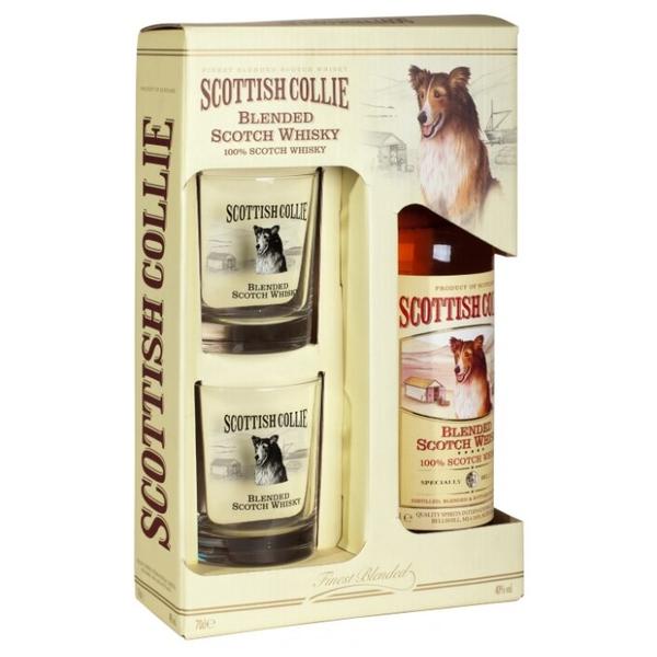 Виски Scottish Collie 0.7 л, подарочный набор