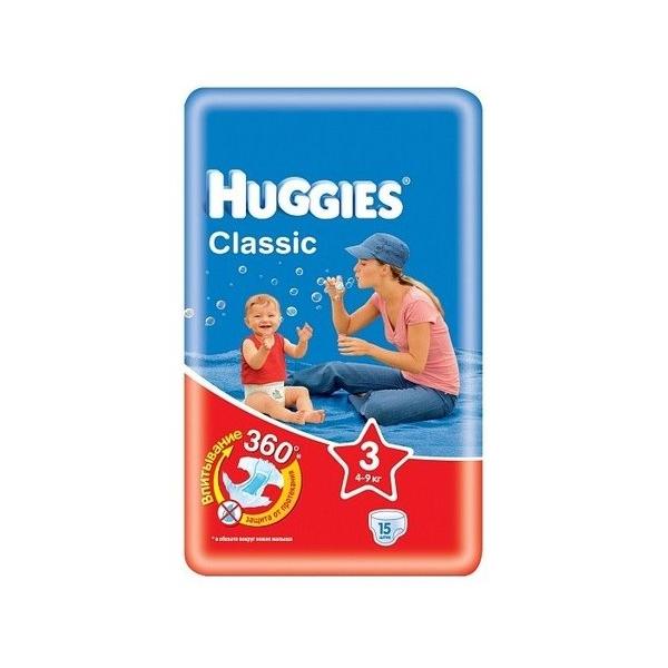 Huggies подгузники Classic 3 (4-9 кг) 15 шт.
