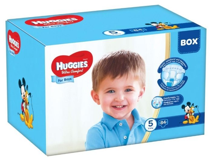 Huggies подгузники Ultra Comfort для мальчиков 5 (12-22 кг) 84 шт.
