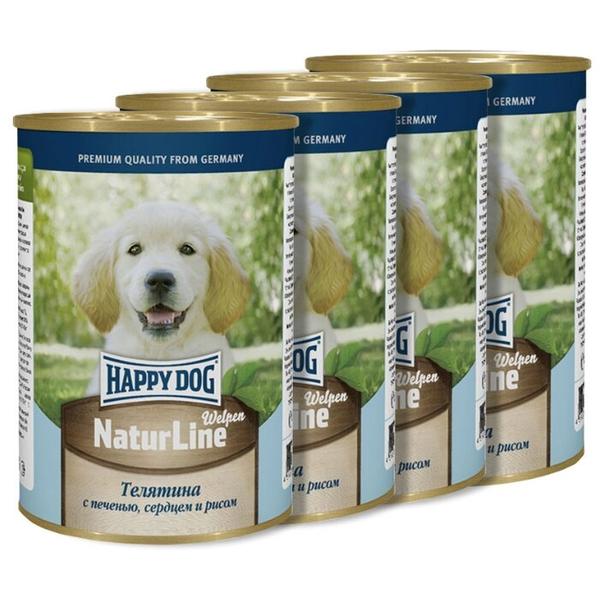 Корм для щенков Happy Dog NaturLine телятина, печень, сердце с рисом