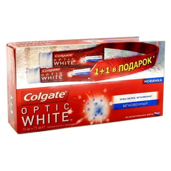 Набор зубных паст Colgate Optic White Мгновенный Ослепительная мята, 2 х 75 мл