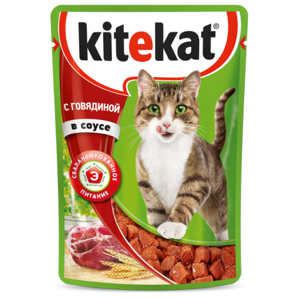Корм для кошек Kitekat с говядиной (кусочки в соусе)