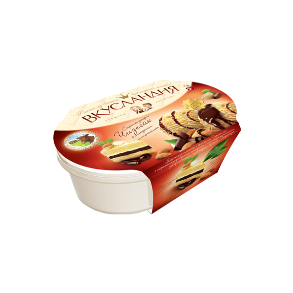 Мороженое Вкусландия пломбир чизкейк с миндалем и шоколадным топингом 450 г