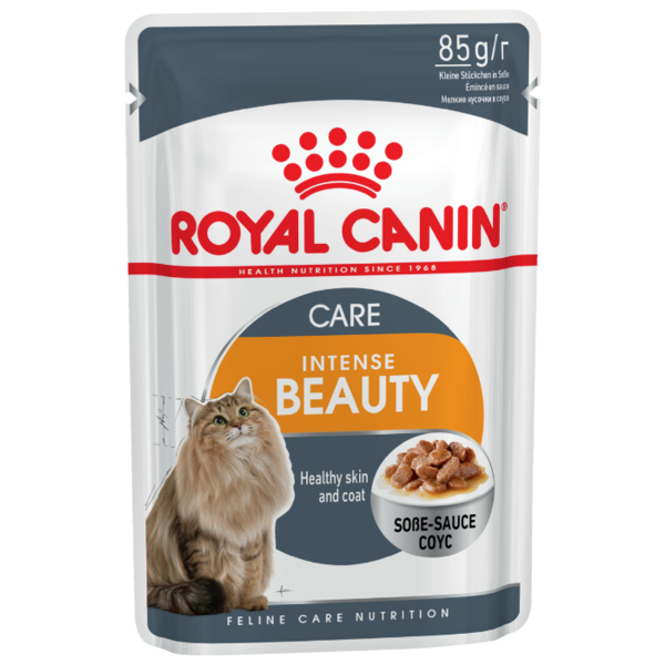 Корм для кошек Royal Canin Intense Beauty для профилактики МКБ, мясное ассорти, рыбное ассорти 85 г (кусочки в соусе)