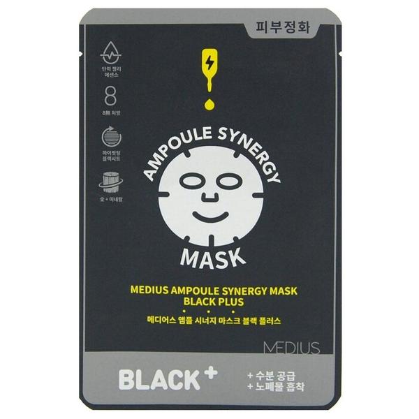 MEDIUS Ampoule Synergy Mask Black Plus тканевая маска Очищающая